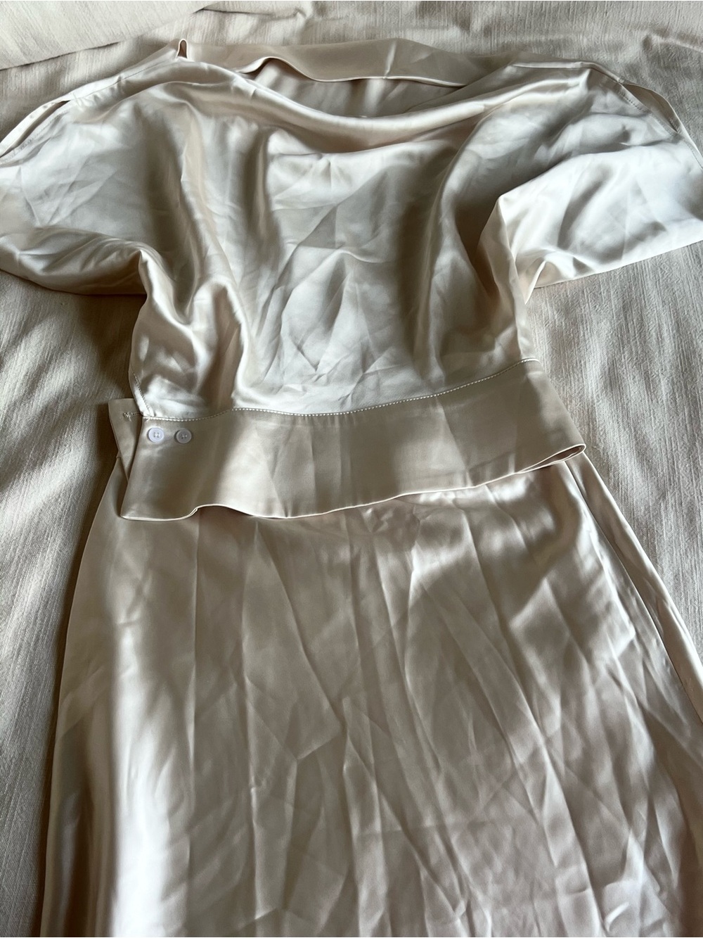 COMMENSE Satin Cowl Neck Top & Skirt Set - Picture 5 of 7